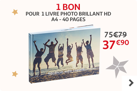 Bon pour 1 livre photo brillant HD A4 40 pages - 37,90€ au lieu de 75,79€