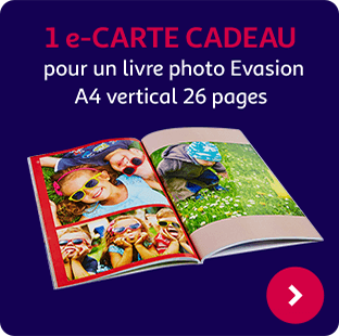 1e-carte cadeau pour un livre photo Evasion A4 vertical 26 pages