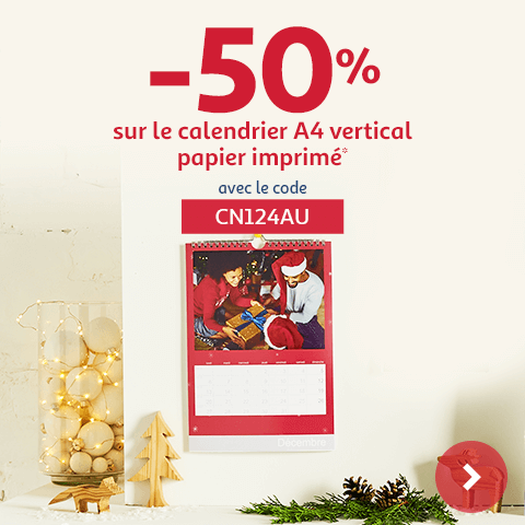 -50% sur le calendrier A4 vertical papier imprimé* avec le code CN124AU