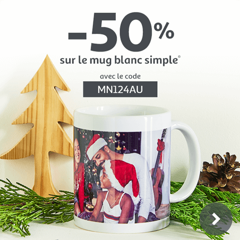 -50% sur le mug blanc* avec le code MN124AU