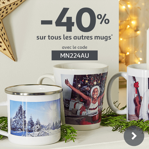 -40% sur tous les autres mugs* avec le code MN224AU