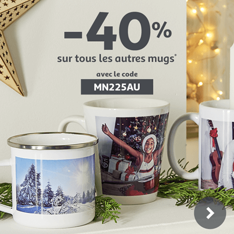 -40% sur tous les autres mugs* avec le code MN225AU