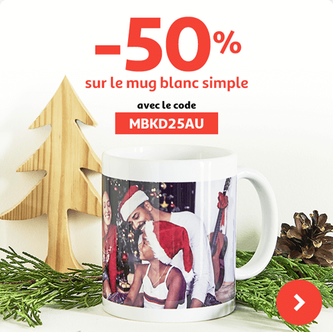 -50% sur le mug blanc avec le code MBKD25AU