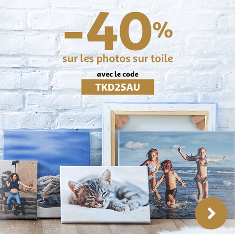 -40% sur les photos sur toile avec le code TKD25AU