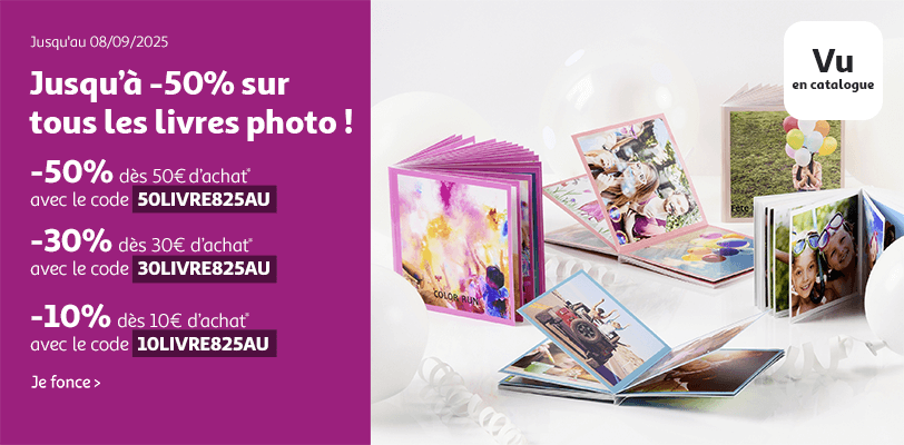 Jusqu'à -50% sur les livres photo !
