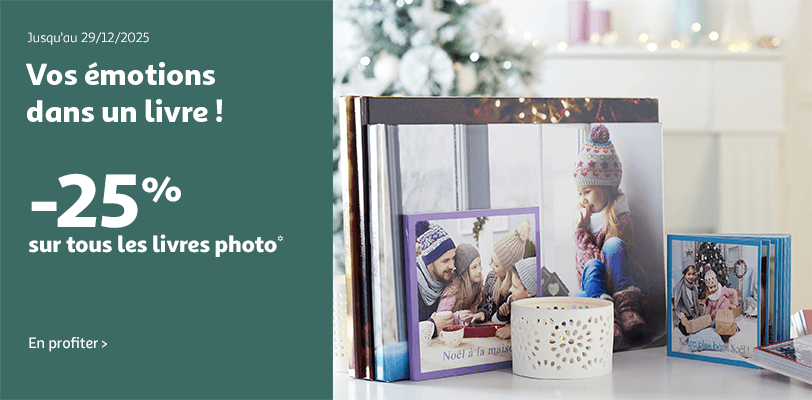 Profitez de -25% sur tous les livres photo*