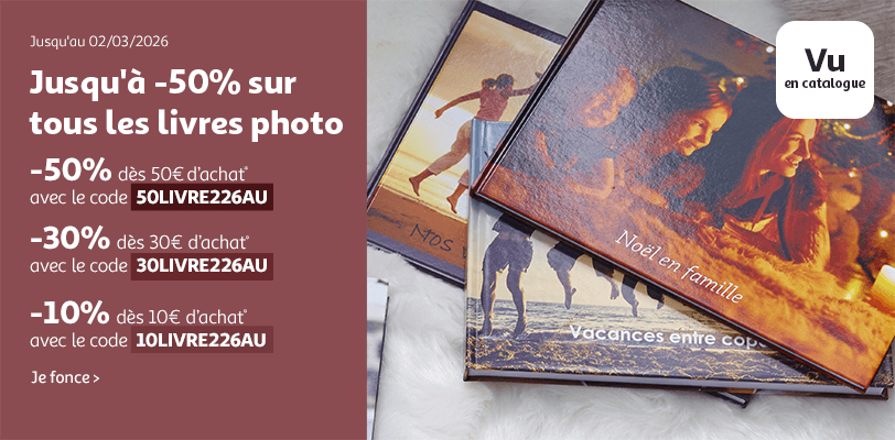 Offre spéciale : Jusqu'à -50% sur les livres photo !