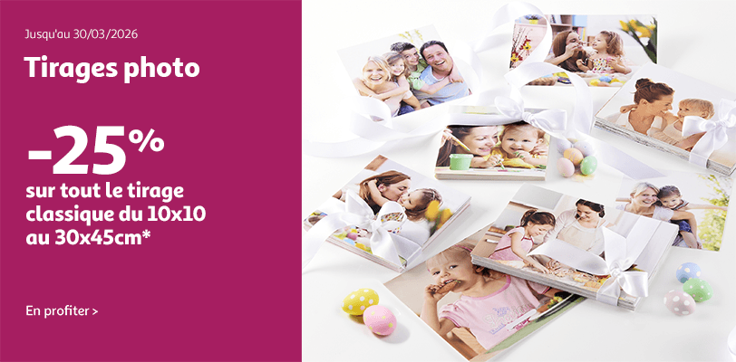 Tirages photo : -25% sur le tirage classique !