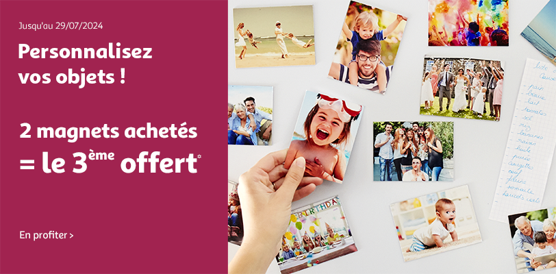 Promotion magnets photo personnalisés Auchan Photo