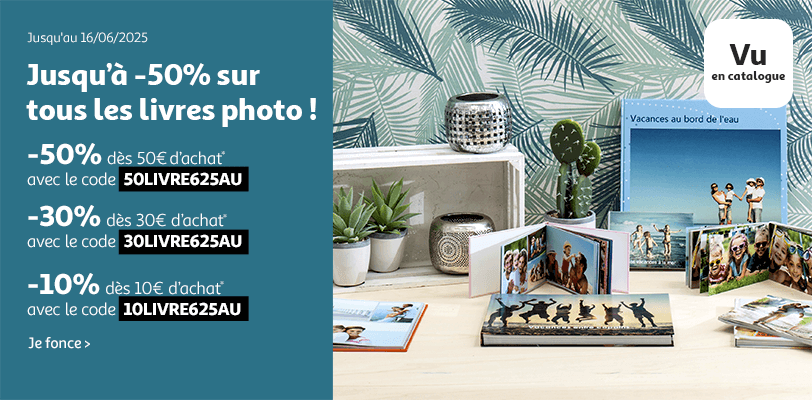 Jusqu'à -50% sur les livres photo !